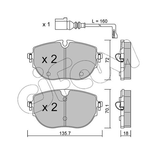 колодки передние 135,7 t6.1 ZentParts Z07768