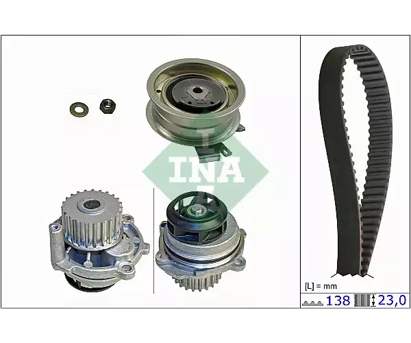Комплект ГРМ с помпой Caddy 1.6 INA 530017131