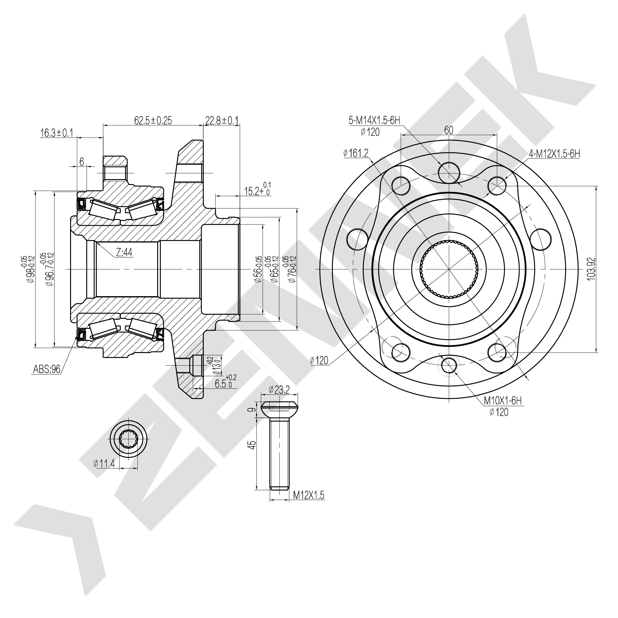 Подшипник ступицы Crafter 17- усил Zennek DHB0027