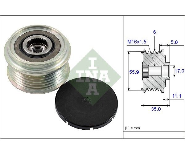 Шкив генератора обгонная муфта 19- INA 535022210